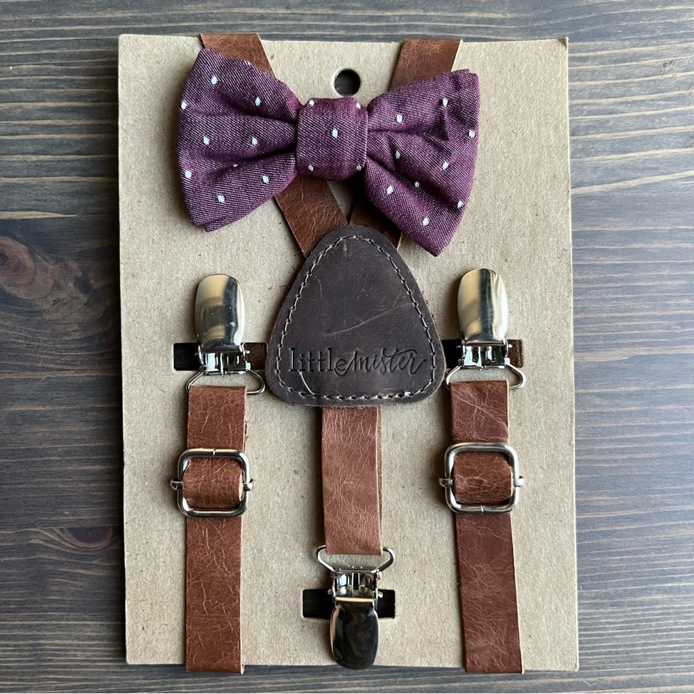 Little Mister Bow Tie w/ Leather Suspenders